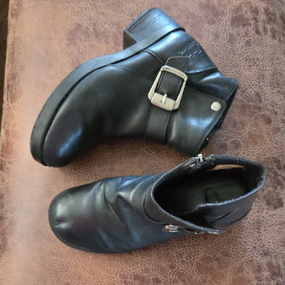 Harley-Davidson Black Leather Buckle Boots